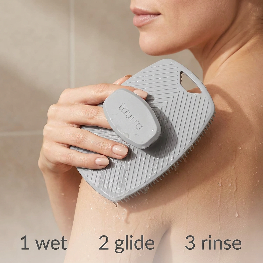 How to use The Polish body scrubber — wet, glide, rinse in seconds