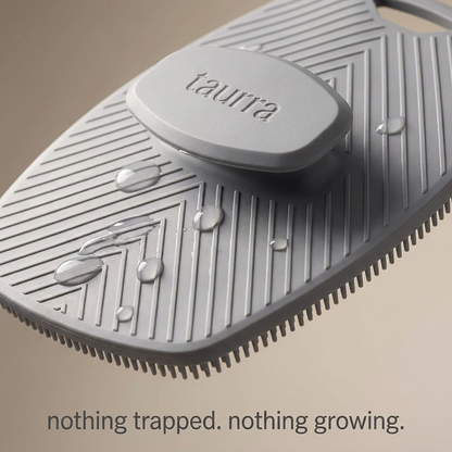 Silicone body scrubber — The Polish, nothing trapped and nothing growing, unlike a loofah