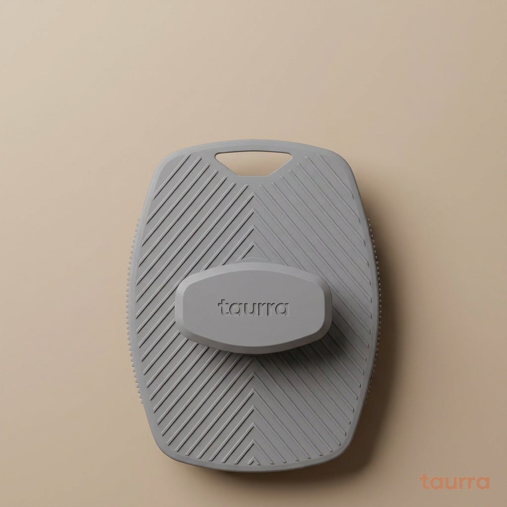 Silicone body scrubber — The Polish by Taurra, grey packshot