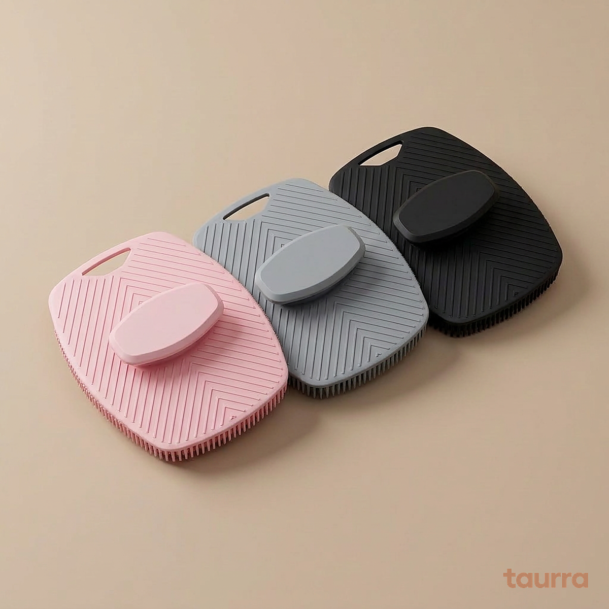 Silicone body scrubber — The Polish color story: pink, grey, black